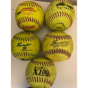 Yellow Softballs Bag of 5 Pre-Owned Plus Bag Great Practice Balls